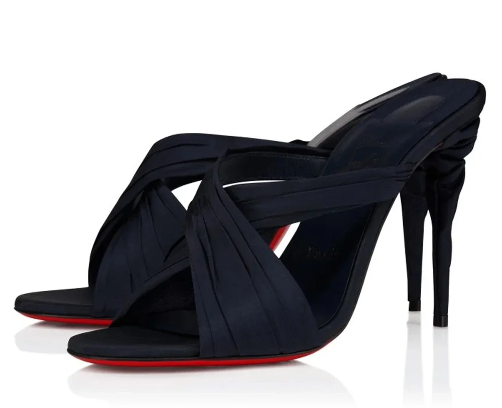 Christian Louboutin Affabula Mule 100 Last Night Navy Blue Sandal Heel Pump 36.5